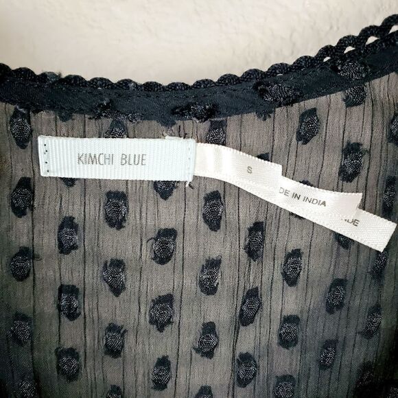 Kimchi Blue Black Sheer Balloon Sleeve Blouse Women Size Small Romantic Coquette - Picture 2 of 12